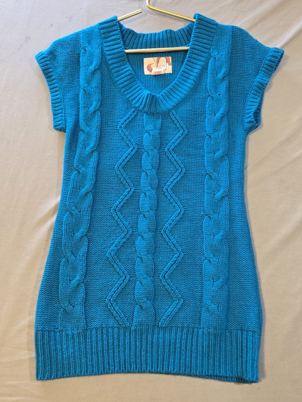 OP Turquoise Youth Cable-Knit V-Neck Cap Sleeve Sweater